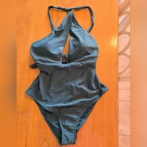 Teal Halter One-Piece Swimsuit